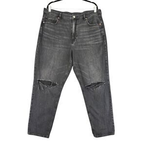 American Eagle Womens Strigid Mom Jeans Plus Size 18 Black Denim Wash High Rise